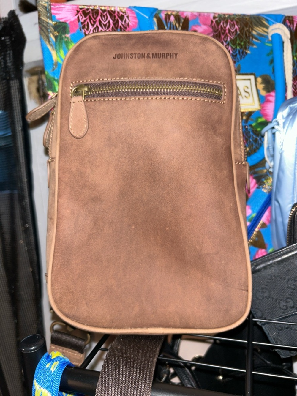 🐣Johnston & Murphy Tan Leather Messenger Bag